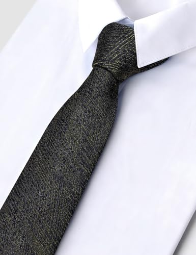 Image of Barry.Wang Skinny Ties for Men Cashmere Wool Blend Necktie with Tie Clip | Tie and Tie Clip Set, Cashmere Wool Blend, Textured Woven Stripe, 2.76 x 63 Inches, Extra Long Slim, Wedding Work Winter