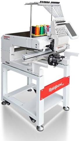 RainbowEmb Digital Embroidery Machine, Model RBE4060-A15 Commercial 40 * 60cm (15.7 * 23.6 inches) Max Working Area, 3D Caps Hats T-shirts Jacket Embroidery Machine With 15 Needles and Auto Trimming