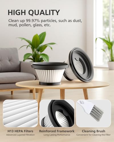 Image of 12 Pack Vacuum Filter Replacement Compatible with Compact Cordless Vacuum Cleaner as Seen on TV, Washable and Reusable Vac Replacement Parts
