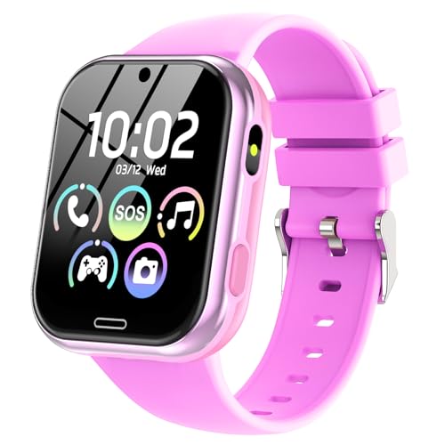 Orologio Smartwatch per Bambini, Telefono Intelligente per Ragazza Ragazzo con 19 Giochi, Contapassi, Musica, Fotocamera, SOS, Torcia, Sveglia Regalo Smartwatch per Bambino 4-12 Regalo, Viola intenso