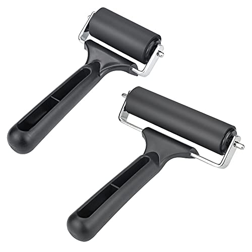 TANCUDER 2 Stück Gummiwalze Linolwalze Schwarz Linolfarbwalze mit Griff...