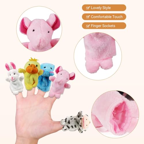 Strehknewen 10 Stück Fingerpuppen Set, Fingerpuppen für Kinder, Fingerpuppen Tiere, Mehrfarbig Plüschfiguren für Kindergeburtstag, Party Mitgebsel und Geschenkideen für Jungen und Mädchen