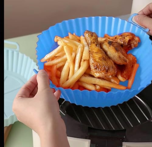 Image of Reusable Silicone Air Fryer Liners 6Pcs Set - Multicolor Round Silicone Bowls for Air Fryer, Oven & Microwave | Heat-Resistant, Non-Stick, Flexible & Reusable Cooking Inserts (Multicolor)