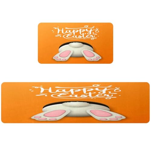 Tapis de cuisine absorbant avec lapin de Pâques lavable et antidérapant - 2