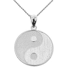 Good Luck Charms 925 Sterling Silver Milgrain-Edged Satin Finish Charm Yin and Yang Pendant Necklace
