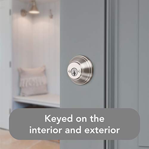 Baldwin Round, Double Cylinder Front Door Deadbolt Featuring Smartkey Re-Key Technology And Microban Protection, In Satin Nickel #TOP4
