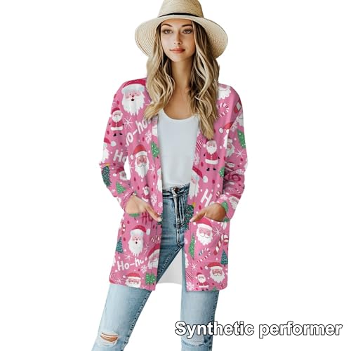Image of Fall Maple Leaf Cardigan Sweaters for Women Long Sleeve Cardigan Soft Drape Open Front Dusters V-Neck Jackets Dressy