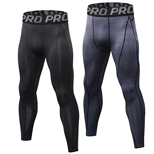 Leggings de compresión deportivos para hombre capa base de entrenamiento atlético pack de 2