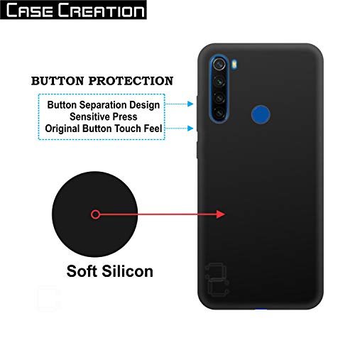 Image of Case Creation for Redmi Note 8T 2019 Back case, Xiaomi Redmi Note 8T Slim Flexible Smart Look case with 360 Camera All Angle Protection (Pure Black)