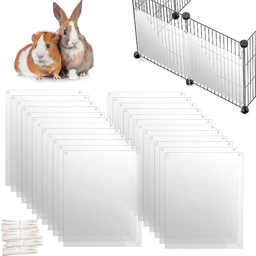 Oncpcare Lot de 24 doublures de Cage en Plastique Transparent pour Cage à Lapin, Cochon d'Inde, Accessoires de Cage pour Petits Animaux – Gardez la litière...