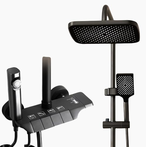 Image of 24x7 eMall Piano Keys Shower Set, Top Shower, Hand Shower, Hot and Cold Mixer, Greyish Black For Bathroom Toilet Bathing.