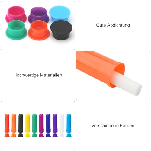HENGBIRD Zestaw 20 pałeczek zapachowych do olejków eterycznych, Wick Inhalator do nosa, inhalator wick, pałeczki zapachowe amoniaku, zestaw do inhalatorów do nosa, zestaw treningowy z 4 kroplomierzem