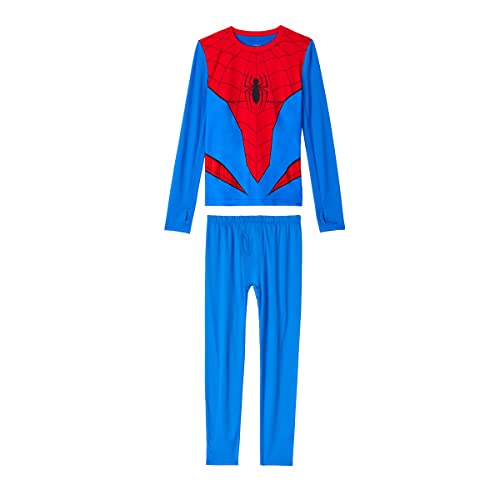 Marvel Spider-Man Boys Thermal Underwear Set For Kids 2 Piece Base Layer Shirt And Long John Leggings For Kids Pajamas (Blue Spider, 4/5) #TOP11