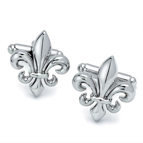 Spinki do mankietów Fleur de Lys | Klasyczny i elegancki spinki do mankietów | Prezent na ślub dla mężczyzn | Męskie akcesoria designerskie | Luksusowy francuski muszkieter rękaw srebrny, mm, stal,