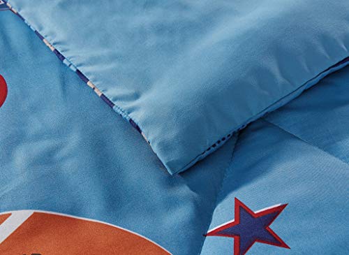 Chezmoi Collection 6-Piece Kids/Teens Sports Comforter Set - Soft Microfiber Navy Blue Black Orange Red White Basketball Football Soccer, Full Size #TOP3