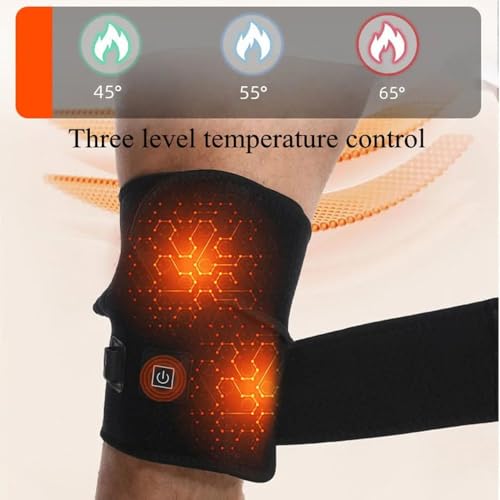 Heated Knee Support Heated Knee Brace Heat Pad for Knees, USB Heated Knee Support Brace, Knee Massager Joint Pain Reduce, 3 Temperature Level Heated Knee Brace for Man Woman - Image 2