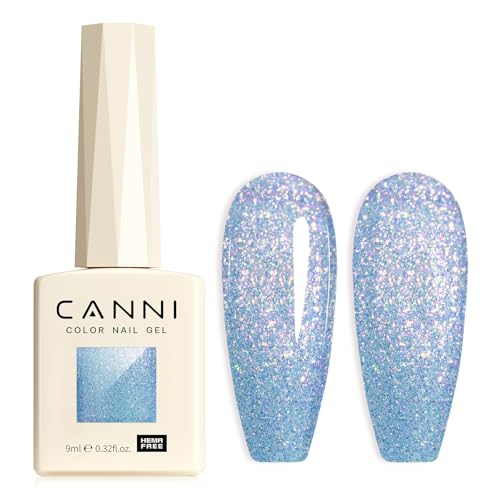 CANNI Esmaltes Semipermanentes de Uñas en Gel Purpurina azul morado Glitter Pintauñas Semipermanentes Apto Para Principiantes Manicura 9ml 80