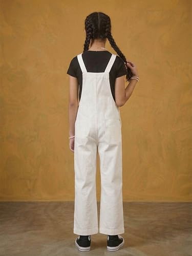 Image of KiddoPanti Girls Denim Dungaree Pant | Cotton Blend Stretch Jumpsuit | Single Front Pocket | Stylish Casual Kids Dungaree | Comfortable Everyday Wear 1-14 Years