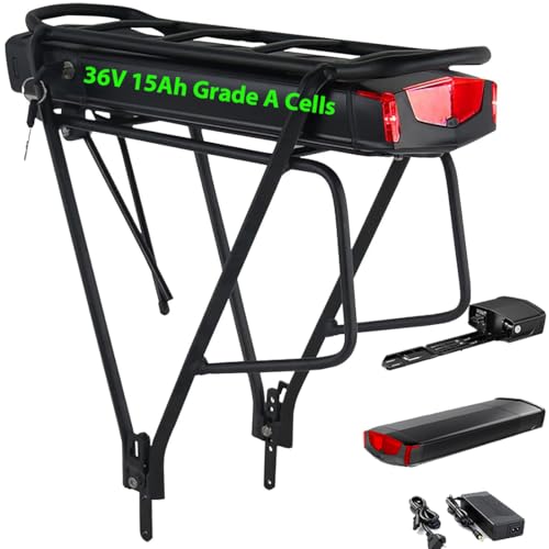 Ebike Akku 36V 15Ah mit Gepäckträger - 500W/350W/250W Batterie für Elektro Fahrrad Lithium-Ionen - Unit Pack Power