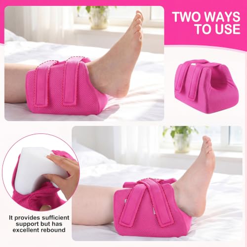 Image of Novabright 2 Pcs 3D Heel Protectors Foot Wedge Pillows Support Boot Bed Sore Pillow for Pressure Sores Bedridden Patients Relief Pressure Ankle Ulcers (Rose Red)