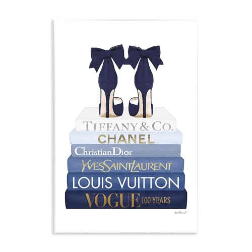 Stupell Industries Navy Blue Bow Heels Chic Glam Bookstack