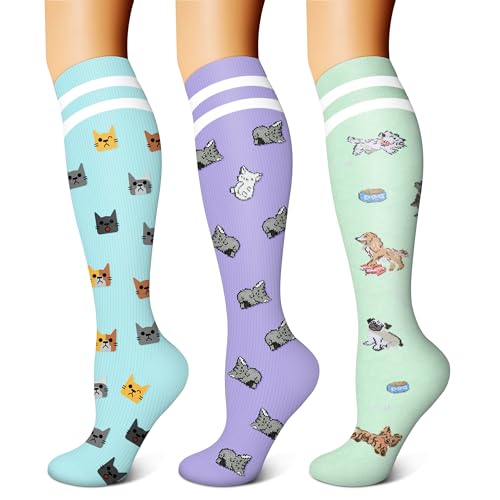 Image of FEYHAY Copper Compression Socks (3 Pairs) 15-20 mmHg Circulation is Best Athletic & Daily for Men & Women, Running, Climbing