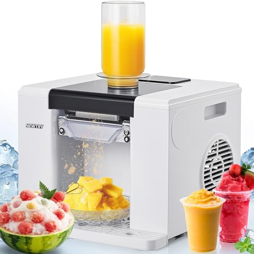 NEWTRY Snowflake Ice Maker Machine 280W Shaved Ice Machine Automatic Snow Cone Maker Air Cooling Efficient Ice Crushing for Party Bar Home 110V (White)