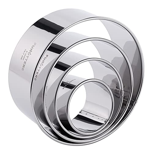Cookie Cutter Set, 4 Pc. Kit, Measuring 2”, 3”, 4” and 5”, Round Metal Baking Rings for Pastry, Biscuits, and Dough Cutting, Heavy Duty and Reusable, Multiple Sizes