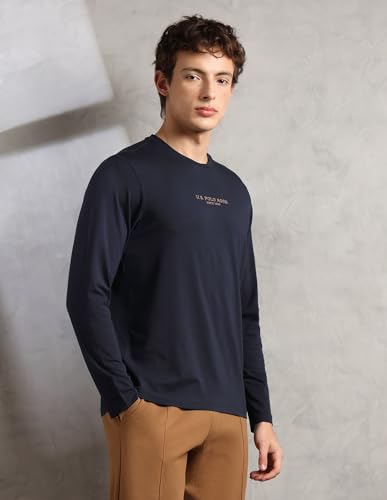 Image of U.S. Polo ASSN. Mens PE006 Supima Cotton Brethable Full Sleeve Lounge T-Shirt