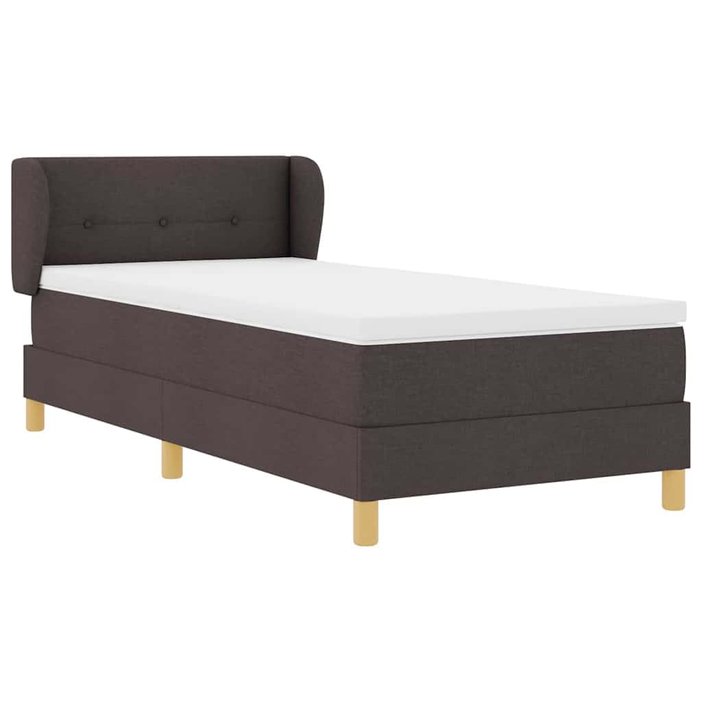 Boxspringbett mit Matratze Dunkelbraun 90 x 190 cm Stoff Taschenfederkernmatratze verstellbares Kopfteil Bettgestell Holzwerkstoff Kiefer stabil modern Schlafzimmer Komfort