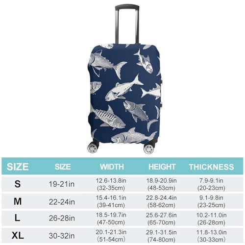 Various Sea Fish Pattern Luggage Cover, Washable Elastic Suitcase Cover Protector Fit 18-32 Inch Luggage2