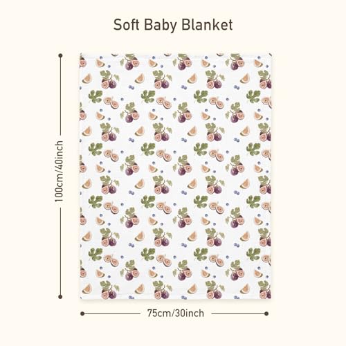 Image of GLLQUEN BABY Blankets for Girls, Soft Muslin Cotton Front Dotted Fleece Backing, Nursery Minky Crib Blanket for Infant Toddler, 30 x 40 inches Throw Blanket, Pink & Fruits