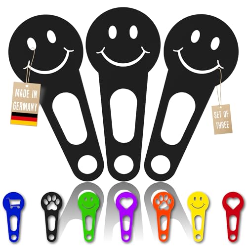 OnAir 3 x Einkaufswagenlöser zum abnehmen als Schlüsselanhänger; Einkaufswagenchip sofort abziehbar 3 Stück im Set; Handmade (Schwarz Happy Face)