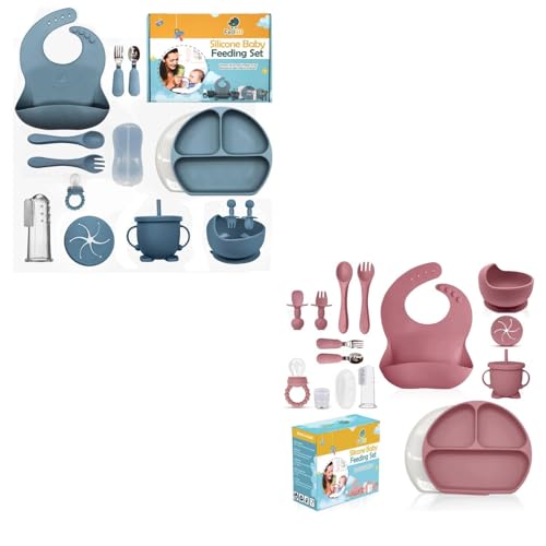 Image of FEDBB Silicone Baby Feeding Set Bundle (Blue & Pink)