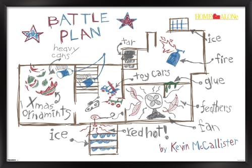 Trends International Home Alone (1990) - Battle Plan Wall Poster, 22.4L x 14.7W, Black Framed Version