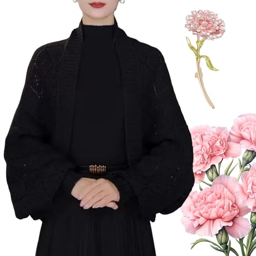 Knitted Shawl Coat, Fashion Hollow Out Cardigan, Women's Knitted Lightweight Slouchy Wrap Cardigan Shawl Coat for Fall