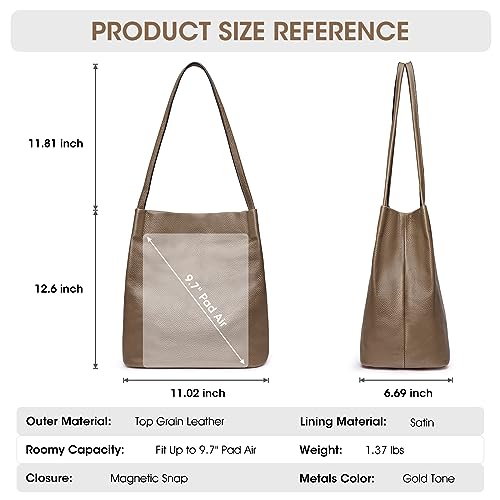 Image of Kattee Women Soft Genuine Leather Totes Shoulder Bag Purses and Handbags with Top Magnetic Snap Closure