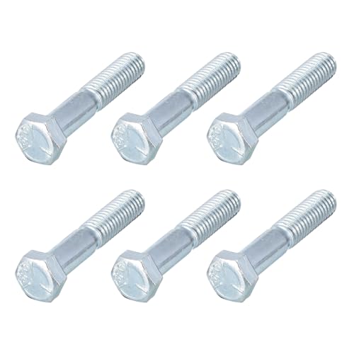 METALLIXITY Hex Bolts (3/8-24x2) 6Pcs, Carbon Steel Zinc Plated Partial Threaded, UNF Fine Thread Hex Head Screw Bolt - for Furniture Repair, Silver