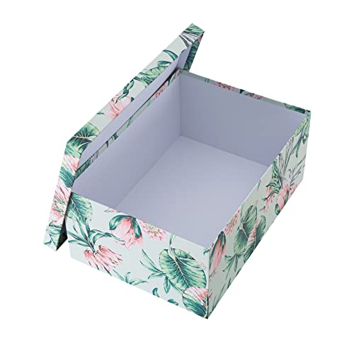 Soul & Lane Decorative Cardboard Storage Boxes With Lids For Home Décor - Lovely Lotus - Set Of 3: Pretty Large Nesting Gift Boxes, Floral Paperboard Picture Boxes For Photo Storage, Memory Boxes #TOP3