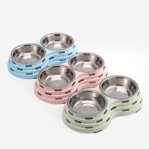 Pet Tigela de comida de aço inoxidável Prática Tigela Dupla Tigela de Comer Durável Comedouro de Águ