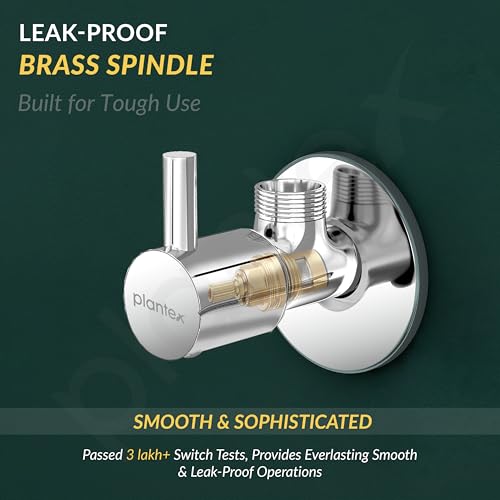 Image of Plantex Single Lever Angle Cocke for Bathroom with Brass Spindle /Angle Valve with Wall Flange and Teflon Tape /Stop Cock for Wash Basin /Kitchen- Pack of 8 (Chrome)