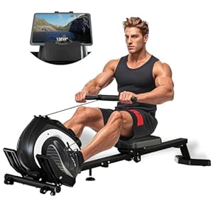 Magnetic Rowing Machine for Home Adjustable 8-Speed Booster Burn Fat & Sculpt Muscles Supports Up to 265 LBS Phone/Tablet-Ready Design