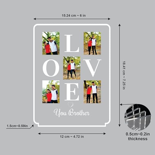 Image of Giftplease Personalized Photo Acrylic Night Light - Custom LED Table Lamp with Wooden Base, Photo Collage Frame - Custom Birthday, Rakhi, & Special for Brother