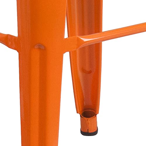 Flash Furniture Commercial Grade 30" High Backless Orange Metal Indoor-Outdoor Barstool With Square Seat #TOP3