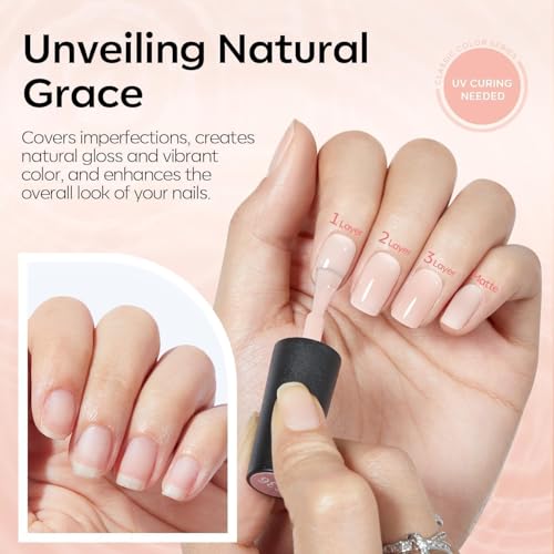 Image of modelones French Tip Gel Nail Polish Set 2 Pcs 15ml Milk White and Nude Pink French Manicure Kit Jelly Nude Soak Off UV Natural Base Color Gel Polish Nail Art Home DIY Gift for Women