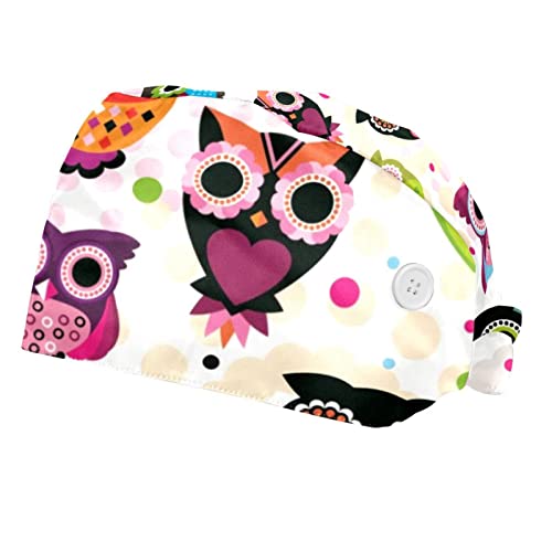 Chapeaux de travail hiboux roses couvre-chef unisexe casquette 2 pièces