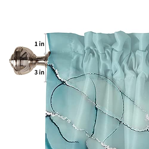 Marble Teal Valances For Windows Turquoise Blue Abstract Marbling Theme Art Painting Rod Pocket Short Window Valance Curtains Home Decor Window Treatment For Kitchen Living Room Bedroom 54X18In #TOP4
