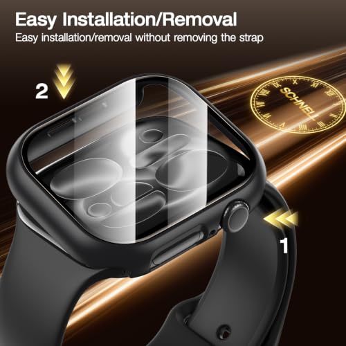 Image of LK Case for Apple Watch Series 11 /Series 10 Screen Protector 42mm | Touch Sensitive Ultra-Thin Bumper Full Protective Cover Hard PC Case Tempered Glass for iWatch 40mm, Black