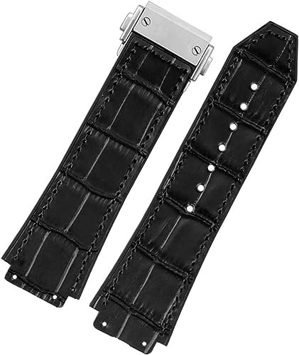 Bracelet Hublot Big Bang en caoutchouc et cuir vachette noir avec boucle acier 26x19mm