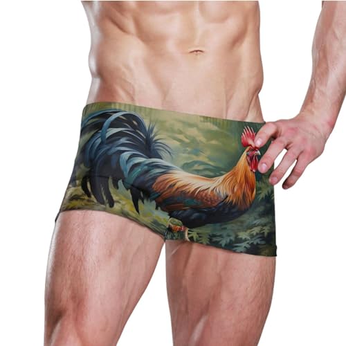 Farm Rooster Cock Mens Swim Trunk Swimwear Bathing Suit Swim Brief Square Leg Board Short S S04012303